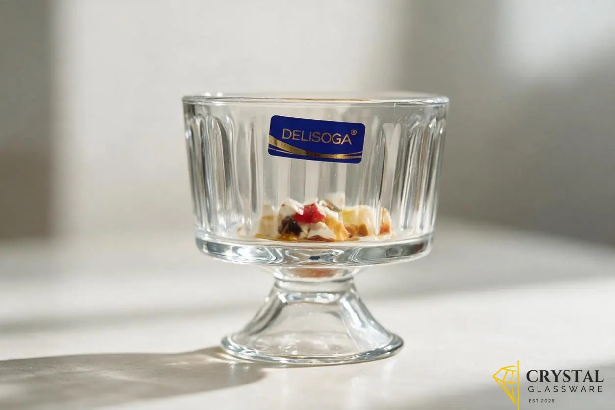 Delisoga Glass Dessert Cup 6 Pcs with a footed pedestal base  — Crystal Glassware Pakistan